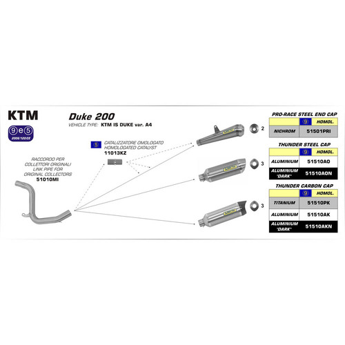 ARROW EXHAUST STAINLESS MID-PIPE - KTM 125/200 DUKE '12-15