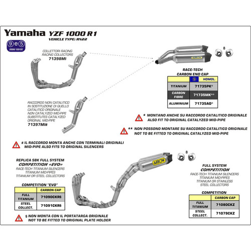 ARROW EXHAUST STAINLESS CENTRAL MID-PIPE 1:2 AND SLIP-ON - YAMAHA YZF R1 '09-12