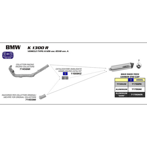 ARROW LINK PIPE - STAINLESS FOR MAXI RACE-TECH #71790 SILENCERS - BMW K1300S/R '09-16