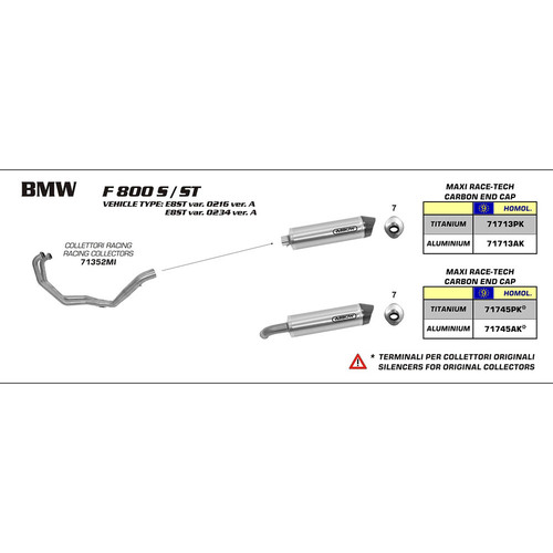 ARROW SILENCER - MAXI RACE-TECH TITANIUM WITH CARBON END CAP - BMW F800 S/ST