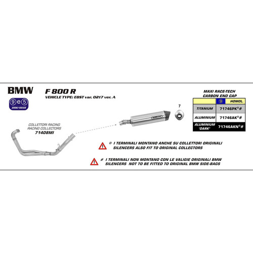 ARROW SILENCER - MAXI RACE-TECH ALUMINIUM SILVER WITH CARBON END CAP - BMW F800R