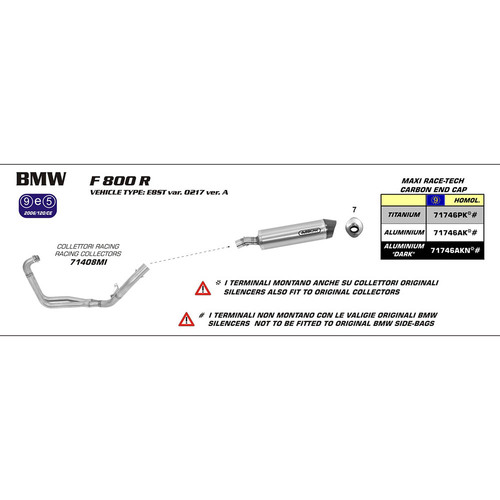 ARROW SILENCER - MAXI RACE-TECH TITANIUM WITH CARBON END CAP - BMW F800R