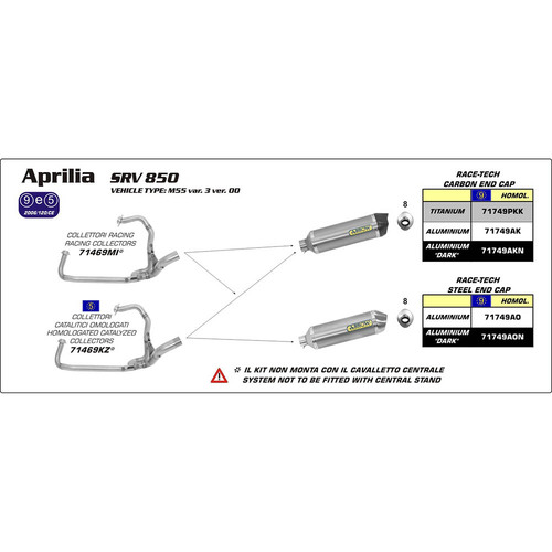 ARROW EXHAUST HOMOLOGATED ALUMINIUM RACE-TECH SILENCER CARBON CAP - APRILIA SRV 850 '12-13