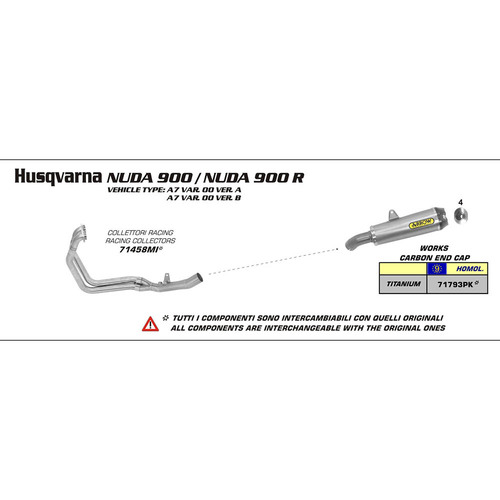 ARROW EXHAUST WORKS TITANIUM SLIP-ON CARBON CAP - HUSQVARNA NUDA 900/R '12 