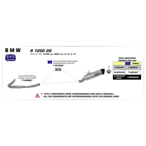 ARROW SILENCER - MAXI RACE-TECH ALUMINIUM DARK WITH CARBON END CAP - BMW R 1200 GS / ADVENTURE '13-1
