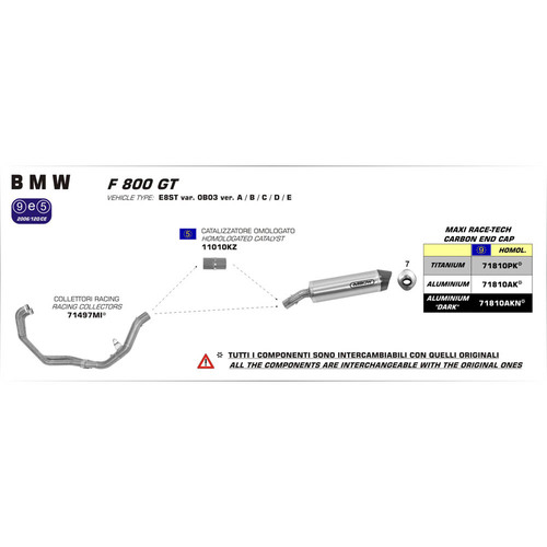 ARROW SILENCER - MAXI RACE-TECH ALUMINIUM SILVER WITH CARBON END CAP - BMW F 800 GT '12-16