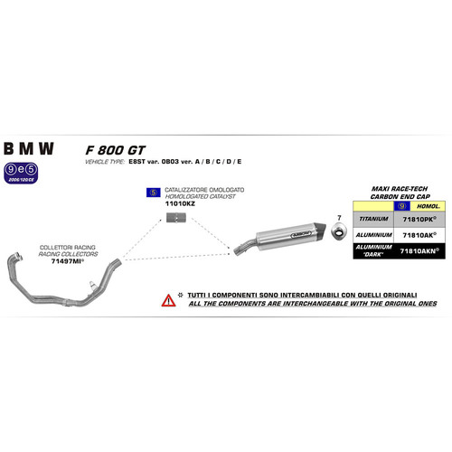 ARROW SILENCER - MAXI RACE-TECH ALUMINIUM DARK WITH CARBON END CAP - BMW F 800 GT '12-16