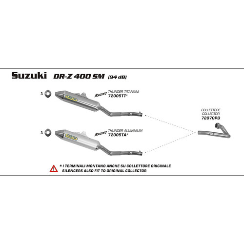 ARROW EXHAUST ALUMINIUM THUNDER SLIP-ON - SUZUKI DR-Z400SM '05-13