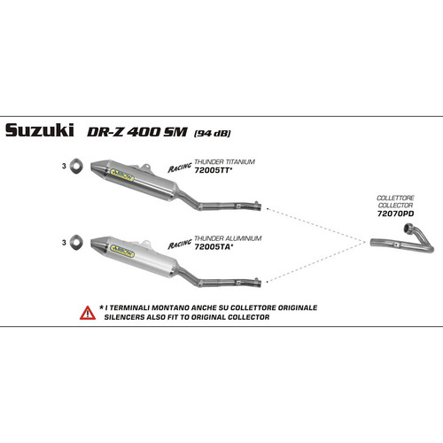 ARROW EXHAUST ALUMINIUM OFF - ROAD V2 SLIP-ON CARBON CAP - SUZUKI DR-Z400SM '05-13