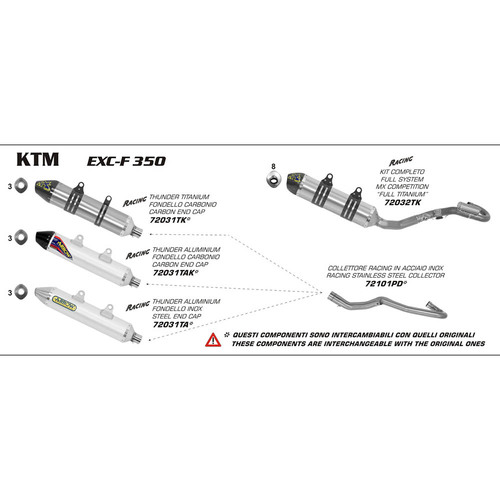 ARROW EXHAUST ALUMINIUM THUNDER SLIP-ON - KTM 350 EXC-F '12-15
