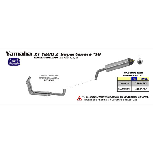 ARROW COLLECTOR - RACING 2:1 STAINLESS - YAMAHA XT 1200 Z SUPER TENERE