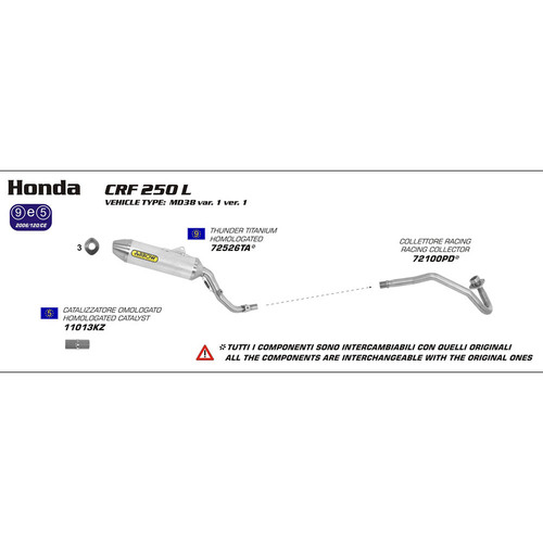 ARROW EXHAUST RACING COLLECTOR -  HONDA CRF250L '12-13