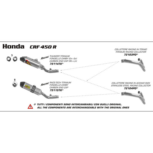 ARROW EXHAUST COMPETITION TITANIUM COLLECTOR - HONDA CRF450R '13 