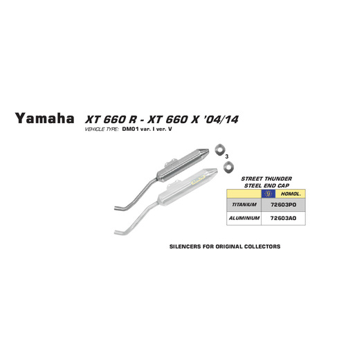 ARROW SILENCER SET - THUNDER LH & RH ALUMINIUM SILVER WITH STEEL END CAPS #3 - YAMAHA 