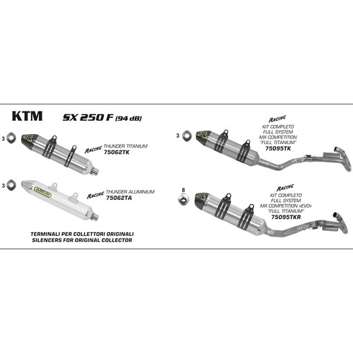 ARROW SILENCER - OFF - ROAD V2 ALUMINIUM SILVER WITH CARBON END CAP - KTM SX-F 250/350/450 '10