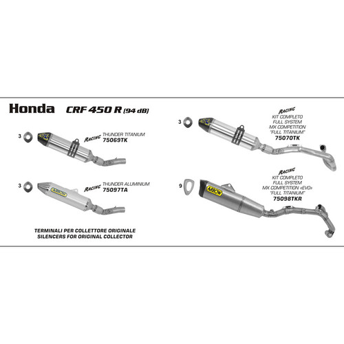 ARROW FULL SYSTEM - MX COMPETITION TITANIUM WITH CARBON END CAP - HONDA CRF450R '09-12