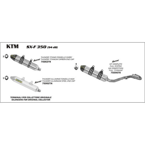 ARROW FULL SYSTEM - MX COMPETITION TITANIUM WITH CARBON END CAP - KTM SX-F 350 '11-12