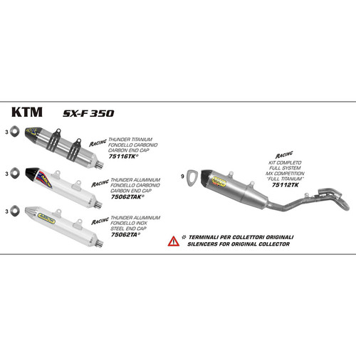 ARROW EXHAUST TITANIUM THUNDER SLIP-ON CARBON CAP - KTM EXC-F / SMR / SX-F 