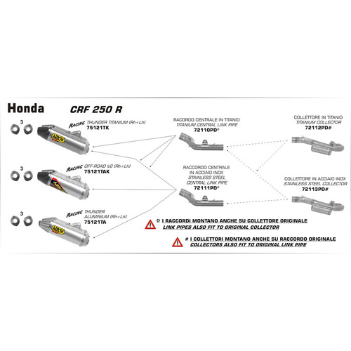 ARROW EXHAUST ALUMINIUM OFF - ROAD V2 LEFT HAND+RIGHT HAND SLIP-ON CARBON CAP - HONDA CRF250R '14