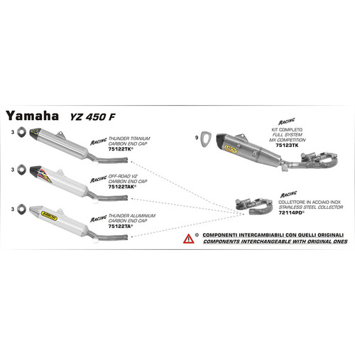 ARROW SILENCER - THUNDER OFF - ROAD V2 ALUMINIUM WITH CARBON END CAP - YAMAHA YZ450F '14-17