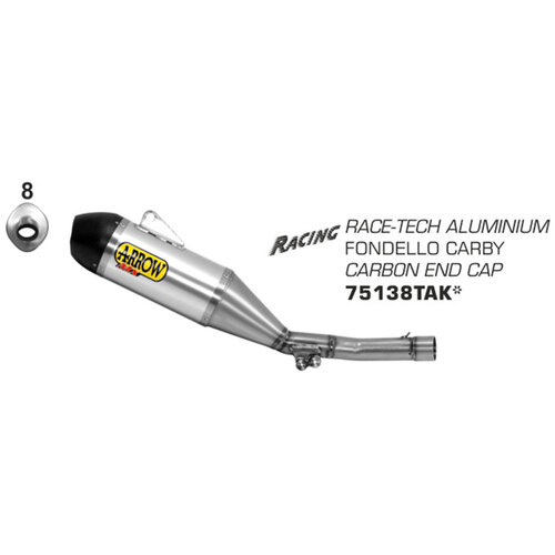 ARROW SILENCER - RACE-TECH V2 ALUMINIUM WITH CARBON END CAP - YAMAHA YZ 250F '14-18