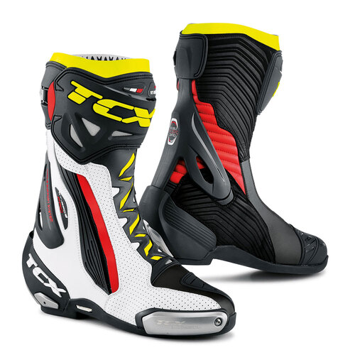 TCX RT-RACE PRO AIR BOOTS WHITE RED FLURO YELLOW 40