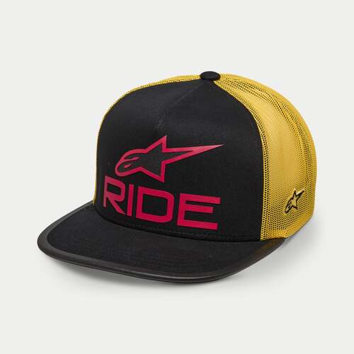 ALPINESTARS RIDE 4.0 TRUCKER HAT BLACK YELLOW RED 