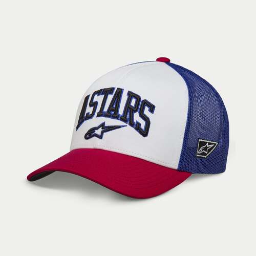 ALPINESTARS DUNKER TRUCKER HAT WHITE RED BLUE 