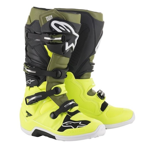 ALPINESTARS TECH 7 MY14 FLURO YELLOW MILITARY GREEN BLACK 8