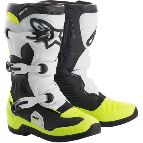ALPINESTARS YOUTH TECH 3S V2  BLACK WHITE FLURO YELLOW 2