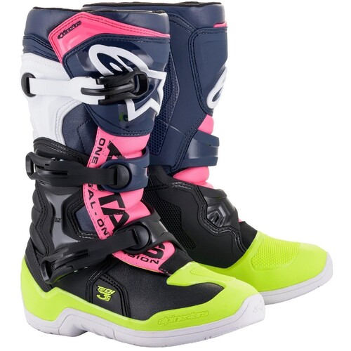 ALPINESTARS YOUTH TECH 3S V2  BLACK DARK BLUE PINK 2