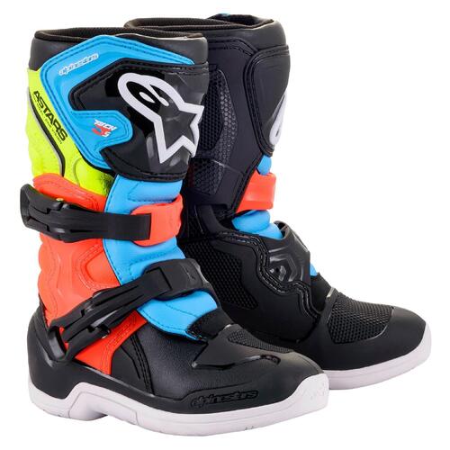 ALPINESTARS KIDS TECH 3S  BLACK FLURO YELLOW FLURO RED 12