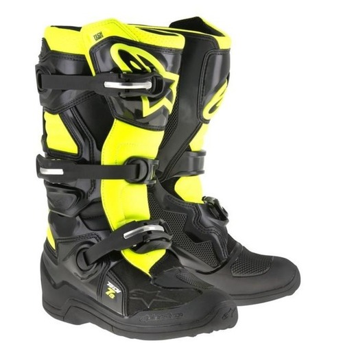 ALPINESTARS YOUTH TECH 7S BOOTS BLACK FLURO YELLOW  2