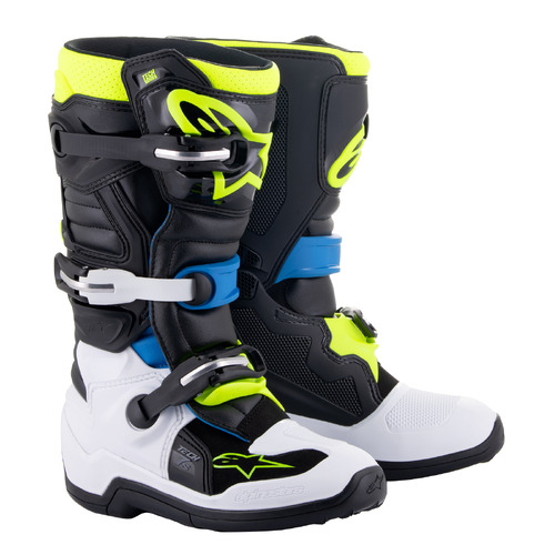 ALPINESTARS YOUTH TECH 7S  BLACK ENAMEL BLUE FLURO YELLOW 05