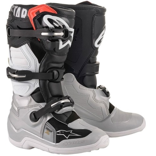 ALPINESTARS YOUTH TECH 7S BOOTS BLACK SILVER WHITE GOLD  2