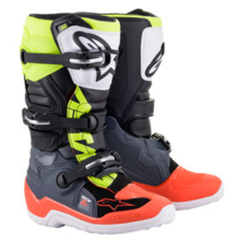 ALPINESTARS YOUTH TECH 7S BOOTS DARK GREY RED FLURO  2