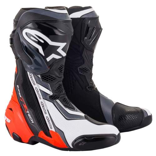 ALPINESTARS SUPERTECH R V2 BOOT BLACK FLURO RED GREY 40