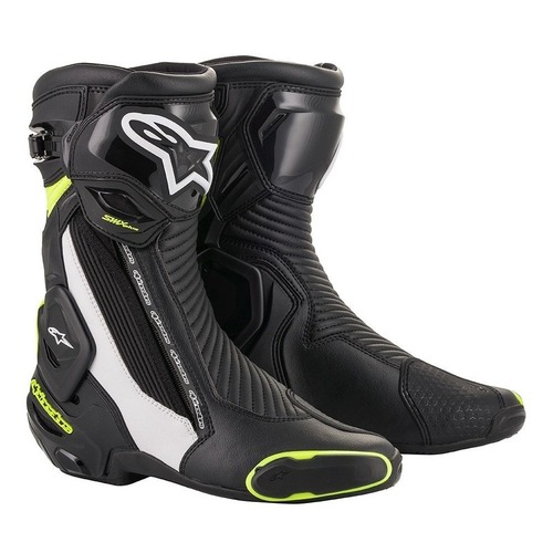 ALPINESTARS SMX PLUS V2 BOOT BLACK WHITE FLURO YELLOW 39