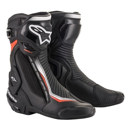 ALPINESTARS SMX PLUS V2 BOOT BLACK FLURO RED WHITE 46