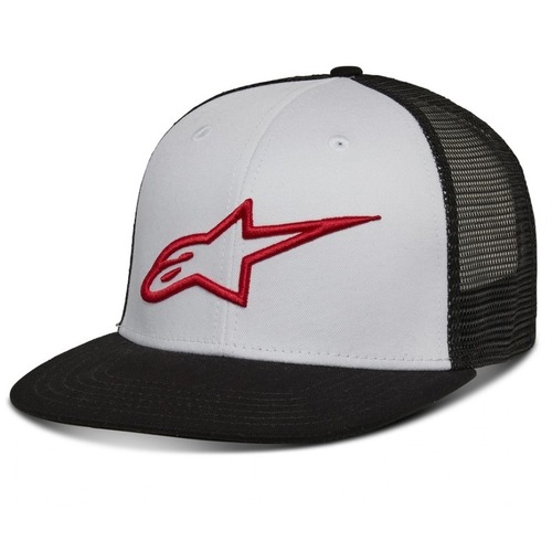 ALPINESTARS CORP TRUCKER HAT WHITE BLACK RED 