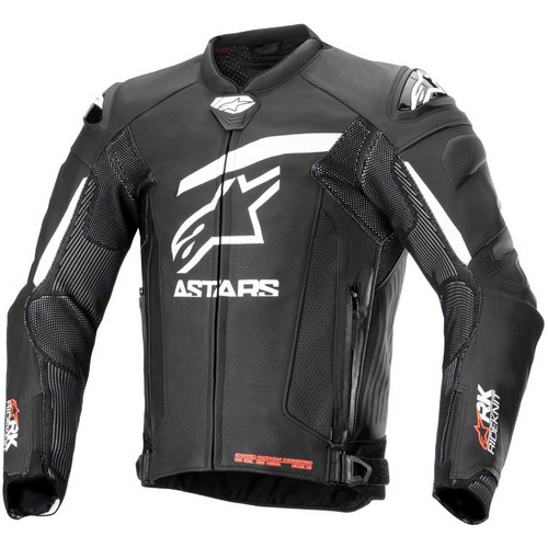 ALPINESTARS GP PLUS R V4 RIDEKNIT LEATHER JACKET BLACK WHITE 52