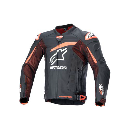 ALPINESTARS GP PLUS R V4 RIDEKNIT LEATHER JACKET BLACK FLURO RED WHITE 60