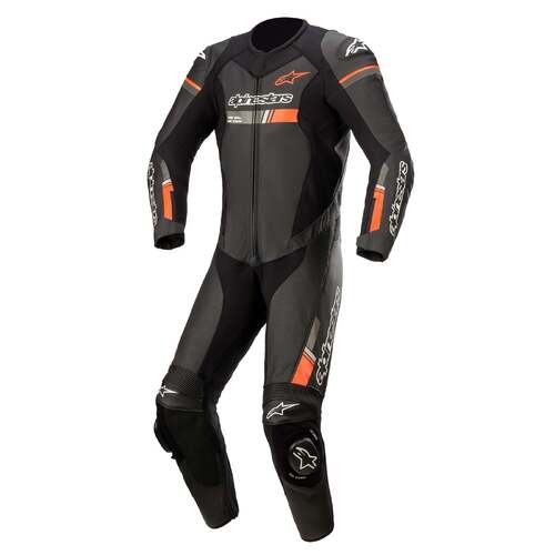 ALPINESTARS GP FORCE CHASER LEATHER SUIT BLACK FLURO RED 50