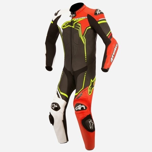 ALPINESTARS GP PLUS LEATHER SUIT BLACK WHITE FLURO RED YELLOW 50