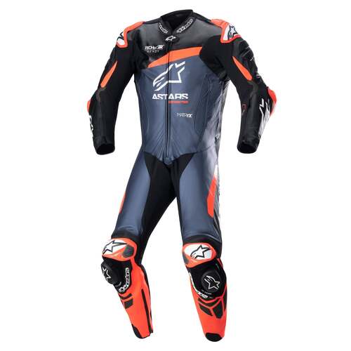ALPINESTARS GP PLUS V4 1 PC SUIT BLACK FLURO RED DARK BLUE 52