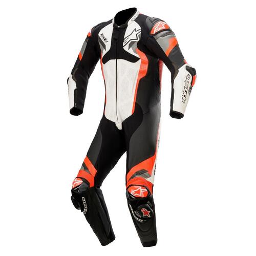 ALPINESTARS ATEM V4 LEATHER SUIT WHITE BLACK FLURO RED GREY 48