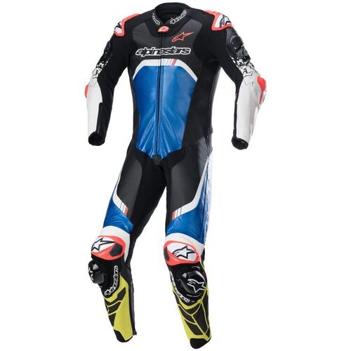 ALPINESTARS GP TECH V4 1 PC SUIT BLACK BLUE FLURO YELLOW 48