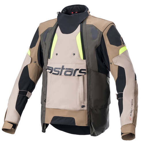 ALPINESTARS HALO DRYSTAR ADVENTURE JACKET KHAKI SAND FLURO YELLOW XL