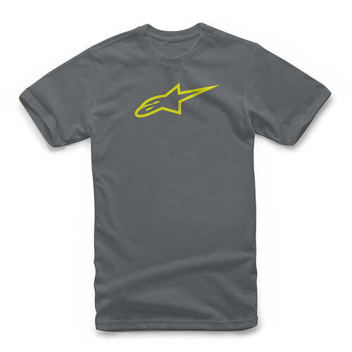 ALPINESTARS AGELESS TEE CHARCOAL HI-VIS YELLOW S