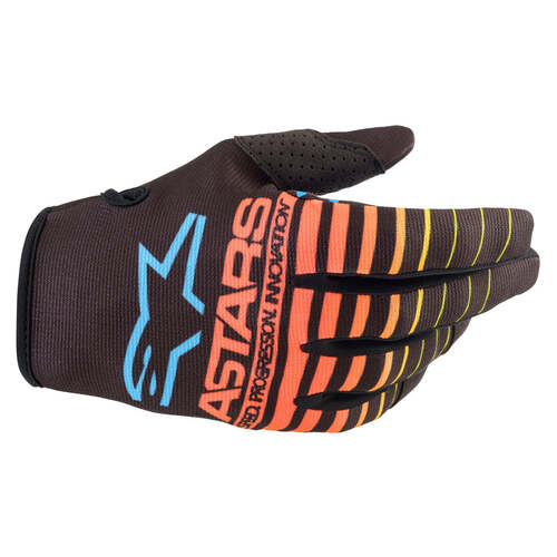 ALPINESTARS 2022 YOUTH RADAR GLOVES BLACK FLURO YELLOW CORAL 3XS